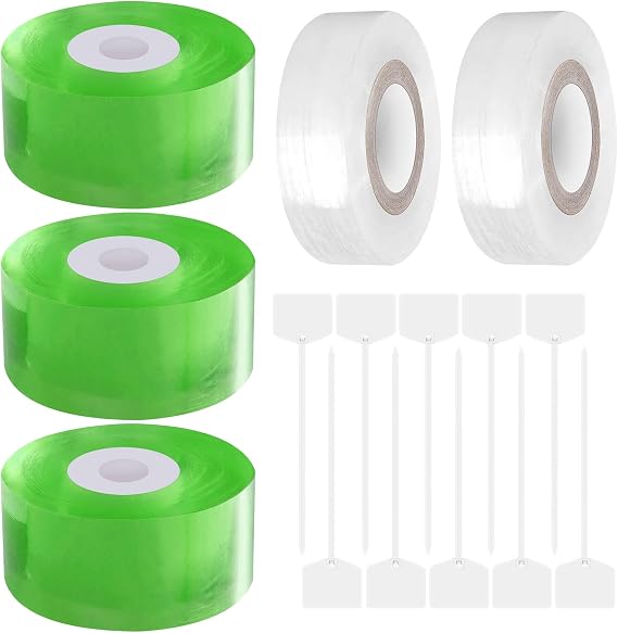 5Pcs Grafting Tape for Grafting Stretchable and Transparent Grafting Tape with 10Pcs Ties for Fruit Tree Grafting and Branch Repair in Nurseries and Gardens