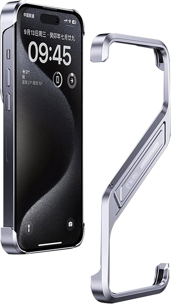 Case for iPhone 16 Pro Max/16 Pro/16, Aluminum Alloy Case with Invisible Stand, Slim Frame Design, Sleek and Stylish Protection,Silver,16 Pro Max