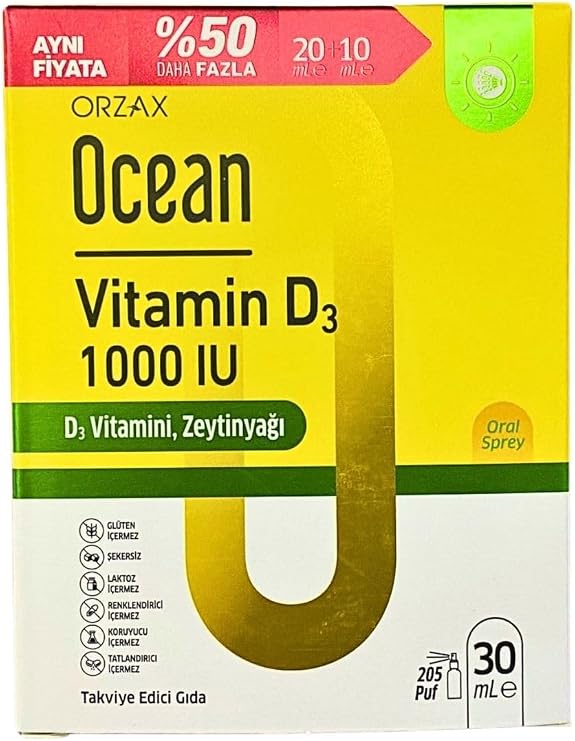 Ocean Vitamin D3 1000 Iu Sprey 20 ml + 10 ml%50 Daha Fazla
