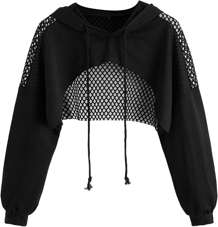 SweatyRocks Women's Casual Cut Out Long Sleeve Pullover Crop Top Sweatshirt | Cropped Hoodie, Crop Top Hoodies, Long Sleeve Going Out Tops, Concert Outfit, Fall Clothes