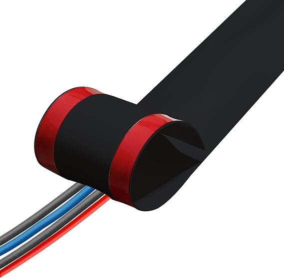 Rubber Bond Cord Covers for Wires on Floor - 6"x48" Self-Adhesive Rubber Cable Hider Floor Strips - Cable Management Wire Covers for Floor - Low Profile Cord Hider and Protector - Black Cable Covers