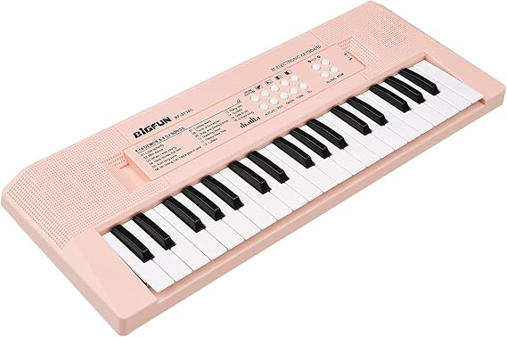 Qudai Electronic Piano with Mini Keyboard 37 Keys Electronic Keyboard Piano for Kids Piano Pink