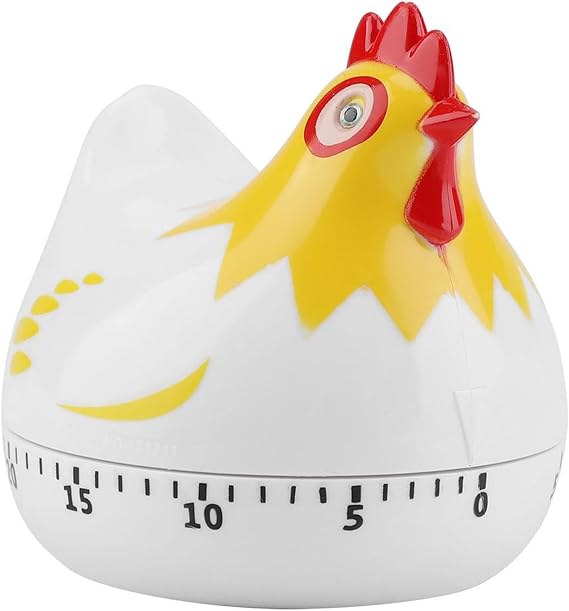 Jadeshay Kitchen Chicken Pattern Baking Timer,Chicken Pattern Countdown Kitchen Timer Reminder for Cooking Baking(White)