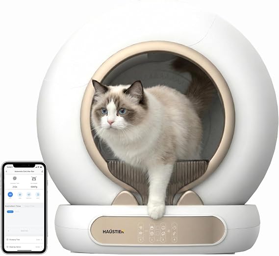Haustier MSP05 Akıllı Otomatik Kedi Tuvaleti, APP ile Uzaktan Kontrol, 65lt Hazne, Iyonizer Kötü Koku Giderici, Ağırlık sensörlü