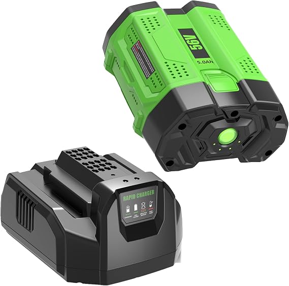 1 Pack Replacement for EGO 56V Battery 5Ah and CH2100 Charger(Green)