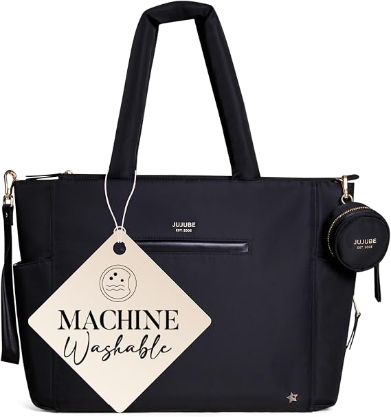 JuJuBe Utility-Strap Tote Diaper Bag, Changing Pad, Large, Black Unisex Bag