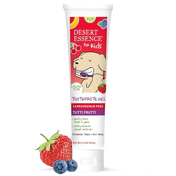 Desert Essence Kids Fluoride-Free Toothpaste Gel, Tutti Frutti, 4.7 oz