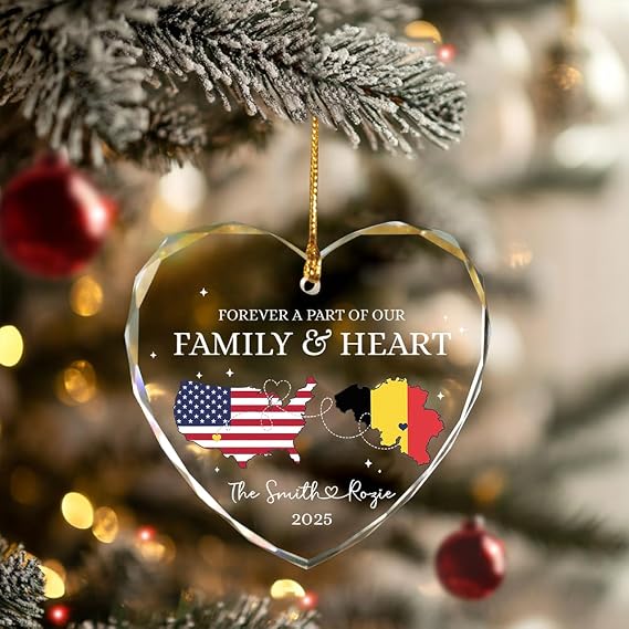 Custom Long Distance Host Family Ornament Personalized Foreign Exchange Student Gift, Two Countries Christmas Ornament, Moving Away Keepsake, Returning Home Friendship Decor