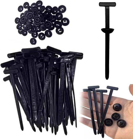 Nylon Universal Cable Tie Buckle, Heavy Duty Self, Locking Zip Ties with Pin & Button, New Multifunctional Cable Tie Buckle, UV Resistant Black Zipties for Car Daily Auto Fixing (50 Pcs)