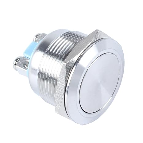 1-Pack 22mm Momentary Metal Waterproof Push Button Switch 7/8" Mounting Hole Screw Terminals 12V 24V 110V 250V 5A 1NO