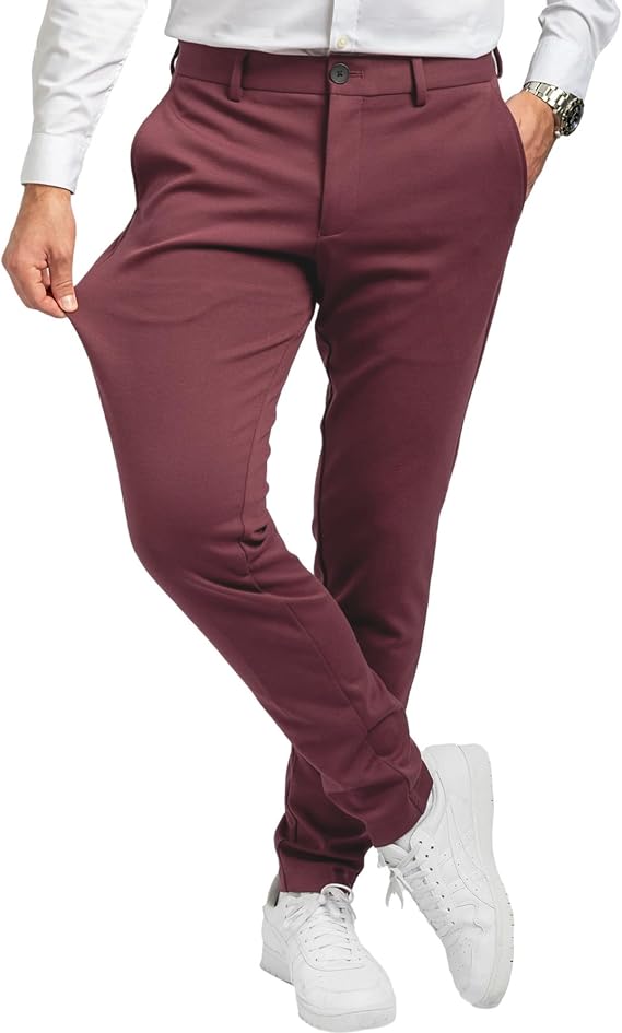 Performance Pants for Men, Slim Fit, Stretch - Comfortable and Modern Mens Trousers with Stretch for Suits, Business, Casual