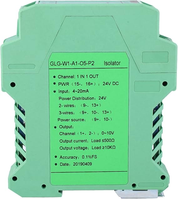24V Current Isolator Transmitter 4-20mA 1 in and 1 Out 1 in 2 Out Low Power Consumption for (One Input and one Output 4-20mA to 0-10V)