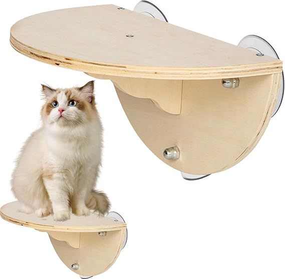 Heavy Duty Cat Perch - Indoor Cat Window Bed with Sturdy Construction Wooden Window Perch with 3 Suction Cups | Perfect for Cats to Climb and Rest, Enhance Indoor Living Space, Cat Window Perch