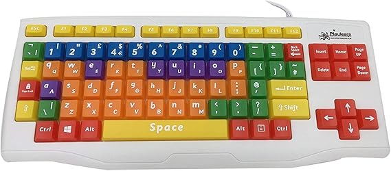 Playlearn Special Needs Kids Computer USB Keyboard - Capital and Lowercase - Color-coded SEN