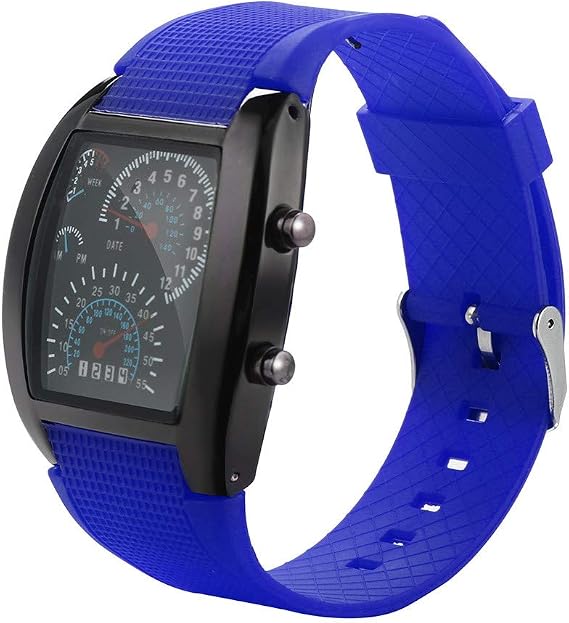 Analogue Quartz Watch Men's Fashion Dial Speedometer Watch Car LED Sports Meter Light Men's