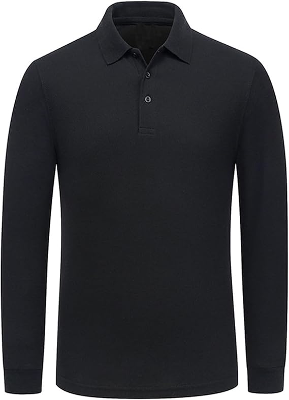 Men's Long Sleeve Polo Shirts Regular-Fit Cotton Golf Polo Shirts