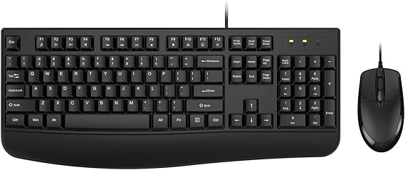 EDJO Wired Keyboard and Mouse Combo,Ergonomic with Palm Rest,Full Size