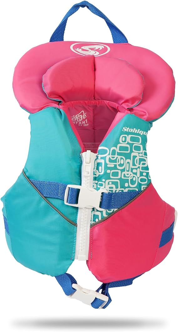 Stohlquist Infant Life Jacket, US Coast Guard Approved, Type II Life Vest (20-30 lbs) for Babies and Toddlers, Support Collar with Grab Handle, PFD for Pools, Lakes and Boating