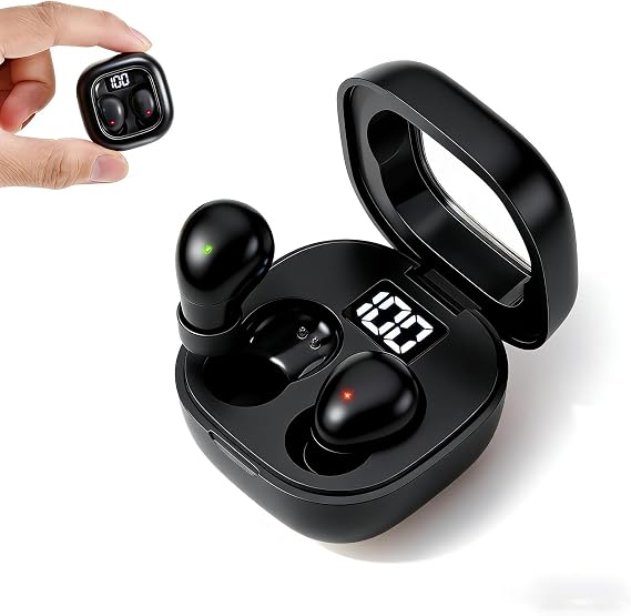 Mini Sleep Earbuds for Side Sleepers, Comfortable Fit Ultra-Light Bluetooth 5.4 Invisible Sleep Headphones, LED Display Portable Case Small Earphones for Sleep Work Sports (Black)