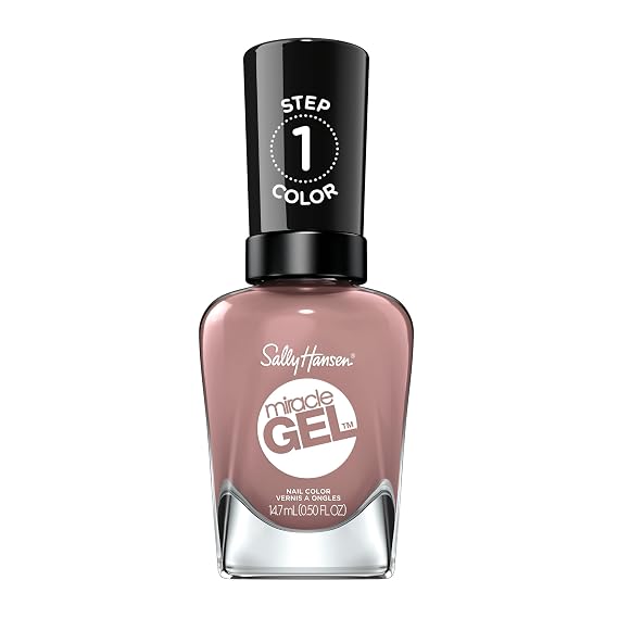 Sally Hansen Miracle Gel Salon Quality Nail Polish | Gel-Like Formula, Two-Step System, No UV Light Needed, Long Lasting | Semi-opaque | 494 Love Me Lilac | Dusty Lilac Nail Polish