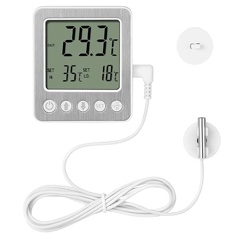 2 pcs Refrigerator Thermometer Freezer Alarm Digital Freezer Thermometer Fridge Thermometer with Extra Sensor high and Low Temperature Alarm (2,