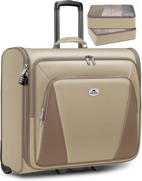 MATEIN Garment Bag with Wheels For Women, Large Wheeled Garment Bag, Khaki