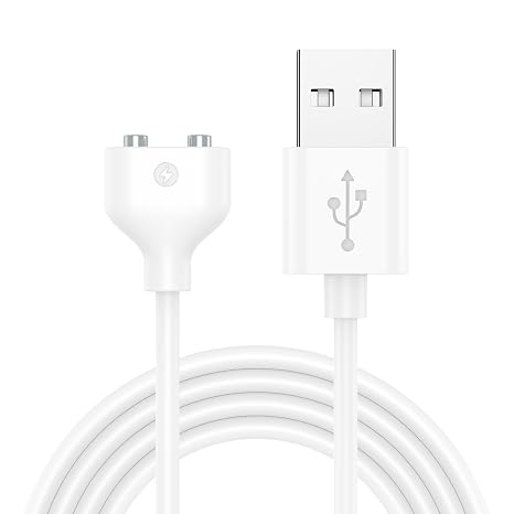 Vanjua 6mm Magnetic USB Cable DC Charger with 2 Pins Replacement Charging Cord for Massager Electric Toothbrush (White, 6MM)