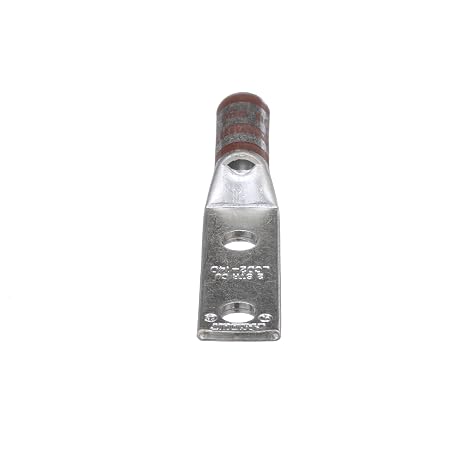 Panduit LCD2-14D-Q Code Conductor Copper Compression Lug, 2 Hole, #2 AWG, 1/4-Inch Stud, 1-Inch Hole Spacing
