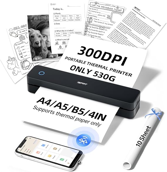 iDPRT MT610Pro Portable Thermal Printer, 300DPI HD Mobile-Travel-Printers