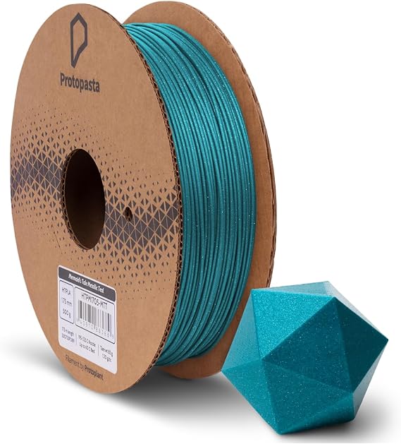 Protopasta 3D Printer Filament | PLA Filament 1.75mm | Mermaid's Tale Metallic Teal HT PLA | 500g Spool