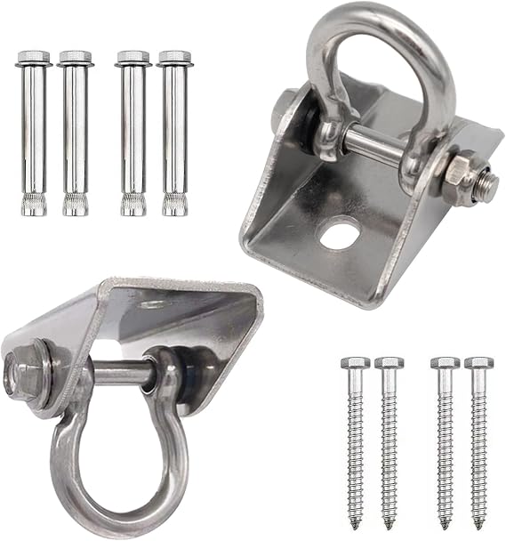 304 Stainless Steel Swing Hangers,Heavy Duty Hammock Hanging Kit for Swing Set,Chair,Yoga,Multiple Indoor Outdoor Gym,Sandbag,Indoor Outdoor 2 Pack (1500 lbs)