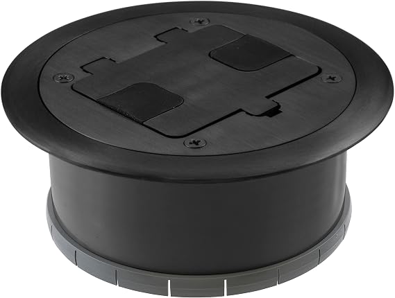Bryant Electric RF406BK Pre-assembled Flange, Cover, and Leveling Ring for Floor Boxes Poured in Concrete with 15A 125V Outlet Included, Black
