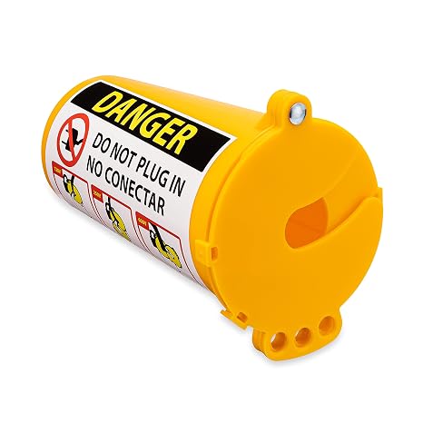 Zing Green Products 7100 RecycLockout Large Electrical Plug Lockout Device, USA-Made Recycled Plastic Lock Box, Yellow