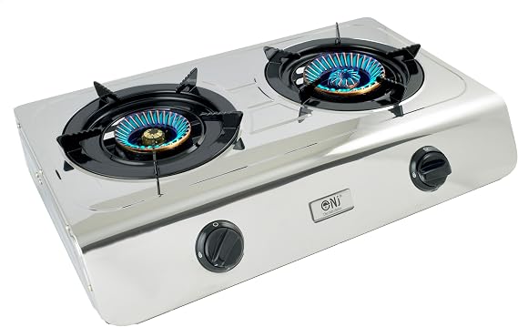NJ-60SD Indoor Gas Stove - 2 Burner Portable Gas Hob LPG Cooker 60cm Cooktop 7.7kW