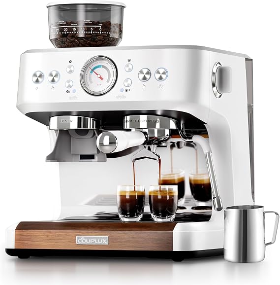 COUPLUX Espresso Machine with Grinder, 58MM Cafe (2026 UPGRADED) Espresso Machine with Anti-Static Grinder/Milk Steam Wand 15 Bar Espresso Coffee Machines For Home Cappuccino & Latte Stainless Steel