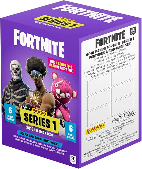 Panini Fortnite Series 1 Trading Cards - Blaster Box, 37 Trading Cards, Includes One Epic Cards with Impressive Optical Effects