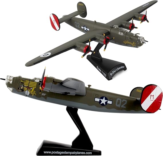 Postage Stamp B-24 Liberator Witchcraft 1/163 Die-Cast Metal WWII Bomber Model Highly Detailed Collectible Aircraft for Adult Collectors Ages 14+