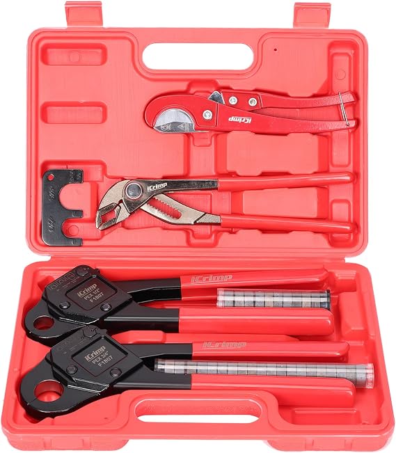 iCrimp Angle Head F1807 PEX Pipe Crimping Tool with Pliers for Copper Ring