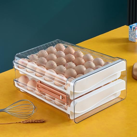 Large Capacity Drawer Type Egg Holder, 2-Layer 60 Grid