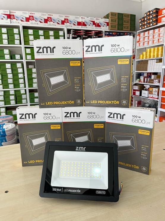 ZMR LED Projektör, 100W, 6800LM, Titanyum Serisi, Siyah [Enerji Sınıfı A]