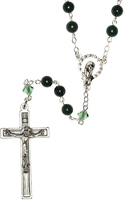 Gemstone Catholic Prayer Rosary accented with Swarovski Crystals