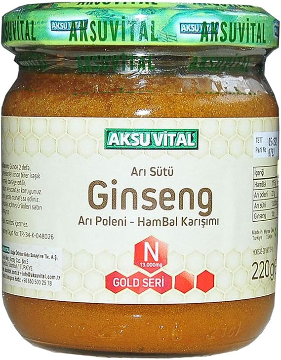 AKSU VITAL AksuVital Ginseng Bee Milk Honey Pollen (N) 13,000 Mg. 1 Package (1 x 13000 ml)