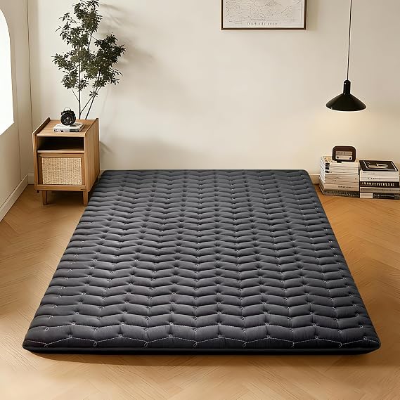 Premium Foam Japanese Futon Floor Mattress Twin Size 39"x 80",100% High Density Foam Comfortable Floor Mattress,3.2" Thicken Foldable Sleeping Pad,Dormitory Tatami Mat,for Adult and Kids (Black)
