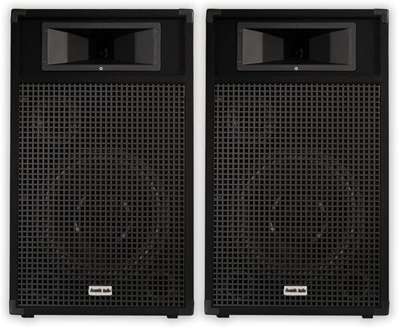 Acoustic Audio BR12 Passive 12" Speaker Pair 3 Way DJ PA Karaoke Band Speakers