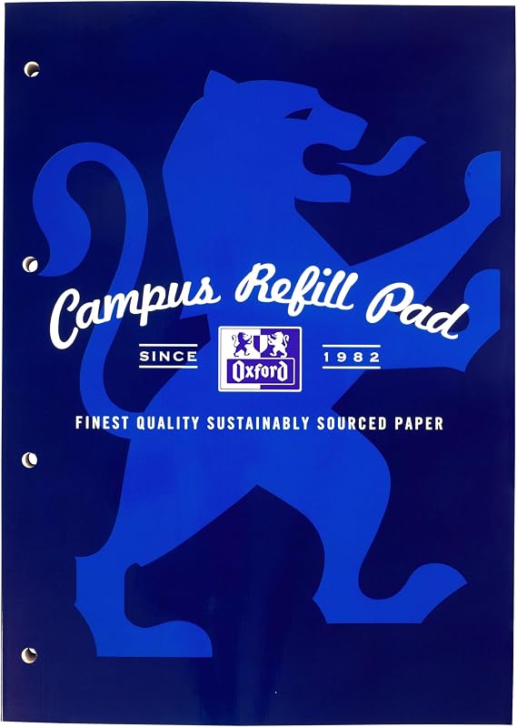 Oxford Campus, MEGA 300 Pages A4 Lined Paper Refill Pad with Margin, Navy, Pack of 1
