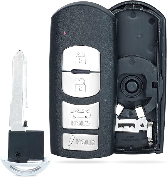 Beefunny Replacement Key Fob Shell Case for Mazda 3 2014-2018, Mazda 6 2014-2018, CX-5, CX-9, MX-5 Miata, WAZSKE13D01 662F-SKE13D01 Smart Keyless Entry Remote Cover