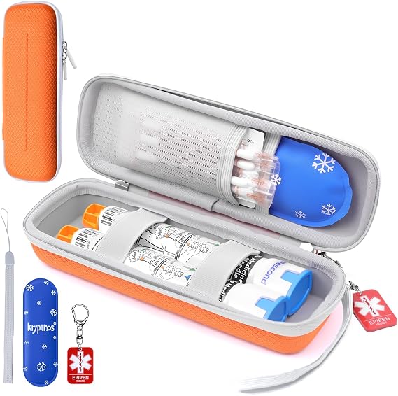 Portable Diabetes Carrying Travel Case for EpiPen Zepbound Mounjaro Orange
