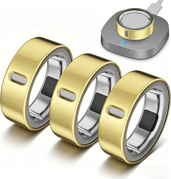 Ring Cover Compatible with Oura Ring Gen 4/Gen 3 - Size 8, Support Charging with Cover, Anti-Scratch Ultra Thin TPU Ring Protector Accessories for Men and Women, Gold, 3 Pack