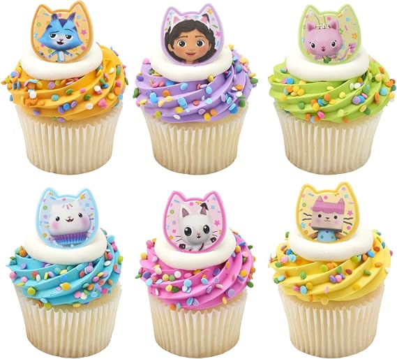 DreamWorks Gabby's Dollhouse Cupcake Decoration Toppers, 72 Pack Cake Rings