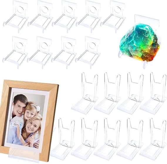 20 Sets Acrylic Plate Stands, Adjustable Display Holder Stands Plastic Clear Easels Stands for Plates Purses Pictures Card Art Stand with 2 Sizes, transparent